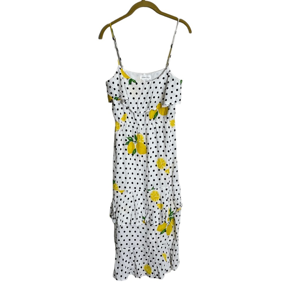 Lovers + Friends White Polka Dot Lemon Print Maxi Dress